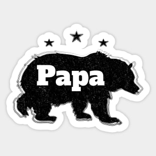 Mens Retro Fathers Day Papa Bear Stars Distressed Effect Sticker